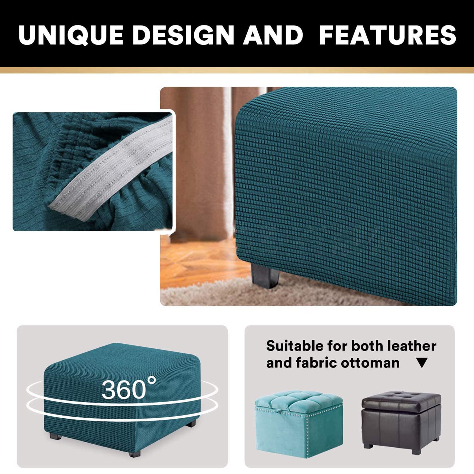 QUARKZMAN Ottoman-Bezug 18 Zoll - Stretch Polyester Für Fußhocker In Grün