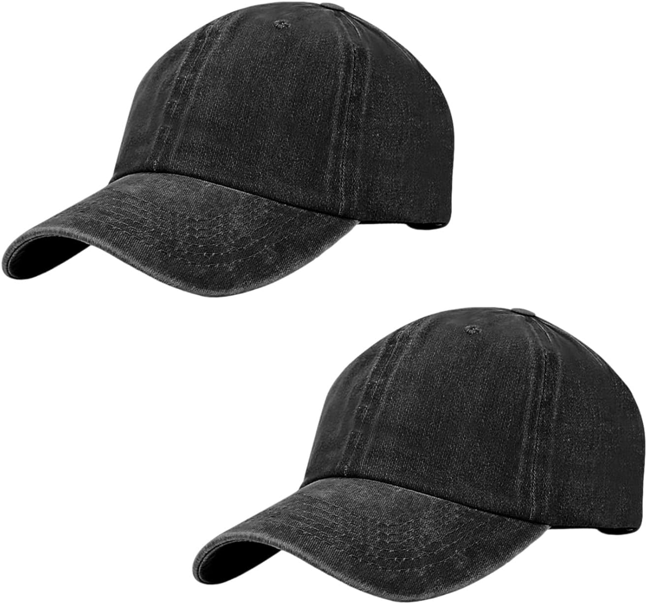 Washed Baseball Cap for Men Women, Unisex Vintage Washed Cotton Adjustable Dad Hat 2 Packs