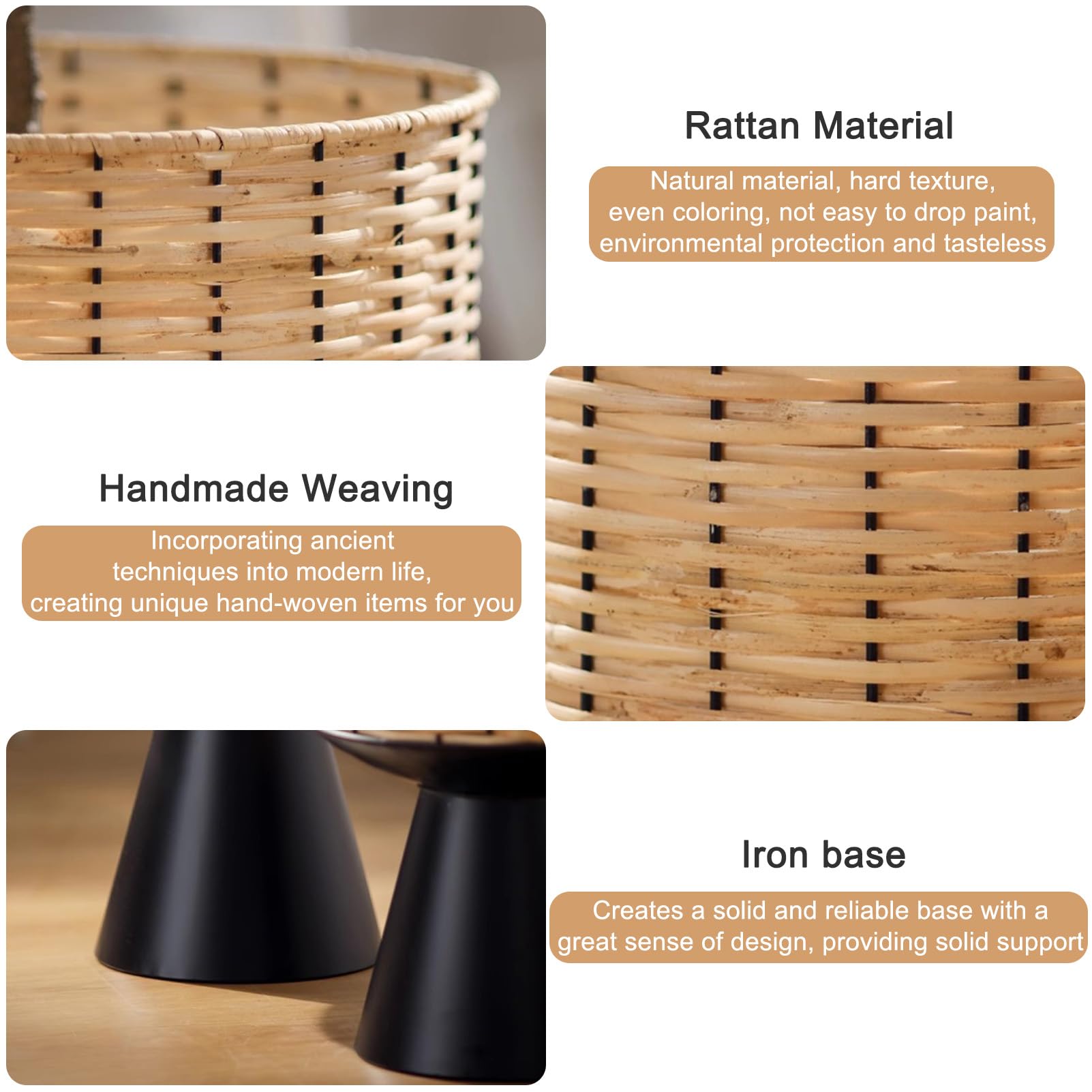 Portavasi in bambù intrecciato, portavasi rotondo in rattan, portavasi rustico in vimini per interni, ideale per decorare il balcone di casa.