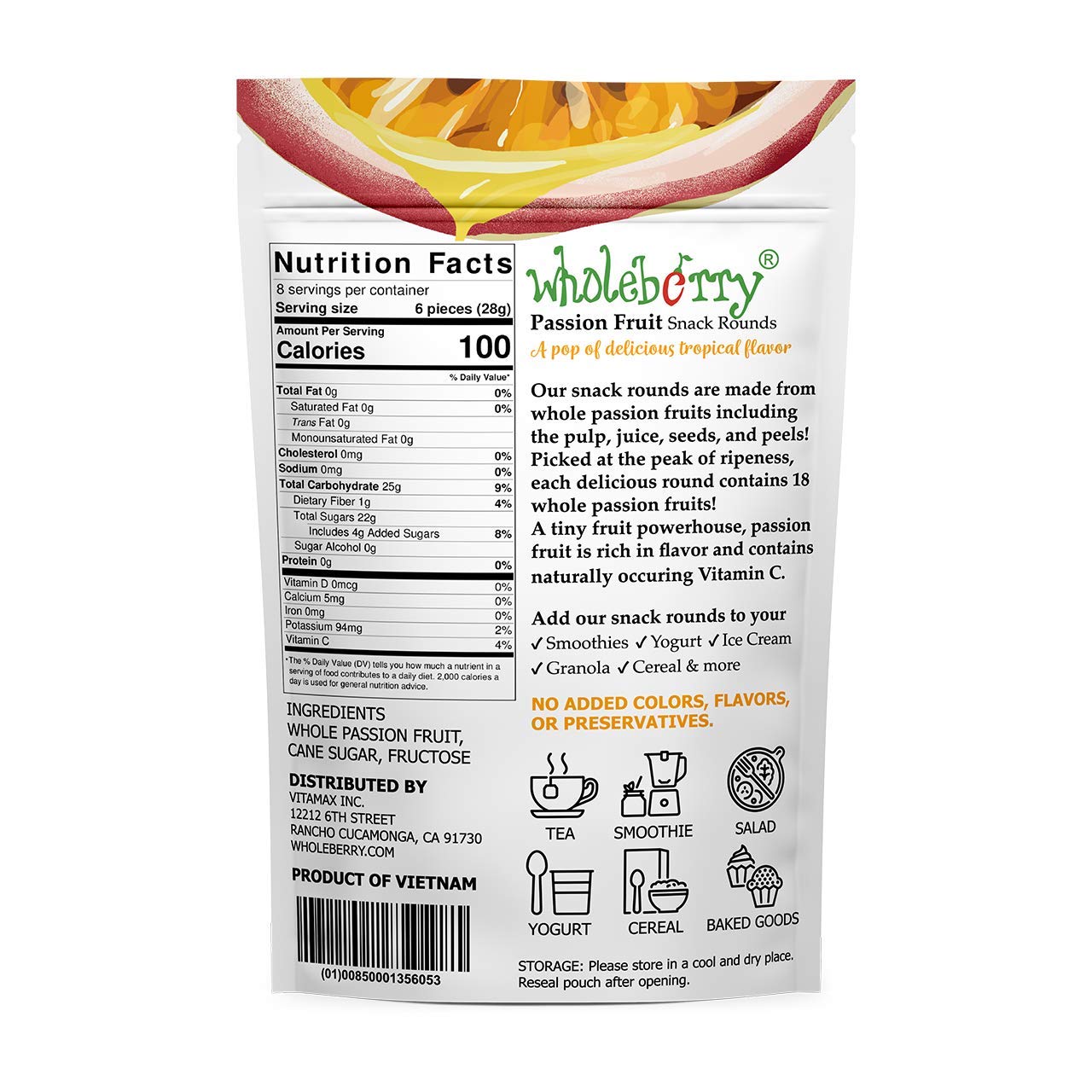 Naturally Delicious Dried Passion Fruit Maracuja 8-oz Bags, No Added Chemicals, No Added Colorings, No Preservatives, Made in Vietnam from fully mature fruits (8 oz)…