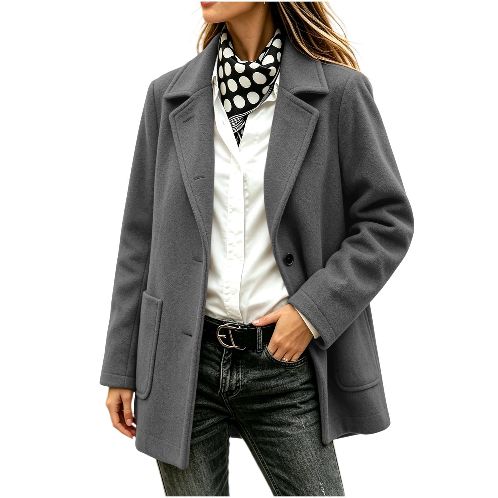 Wolljacke Damen Winter Blazer Warm Winterjacke Soft Wollmantel Wintermantel