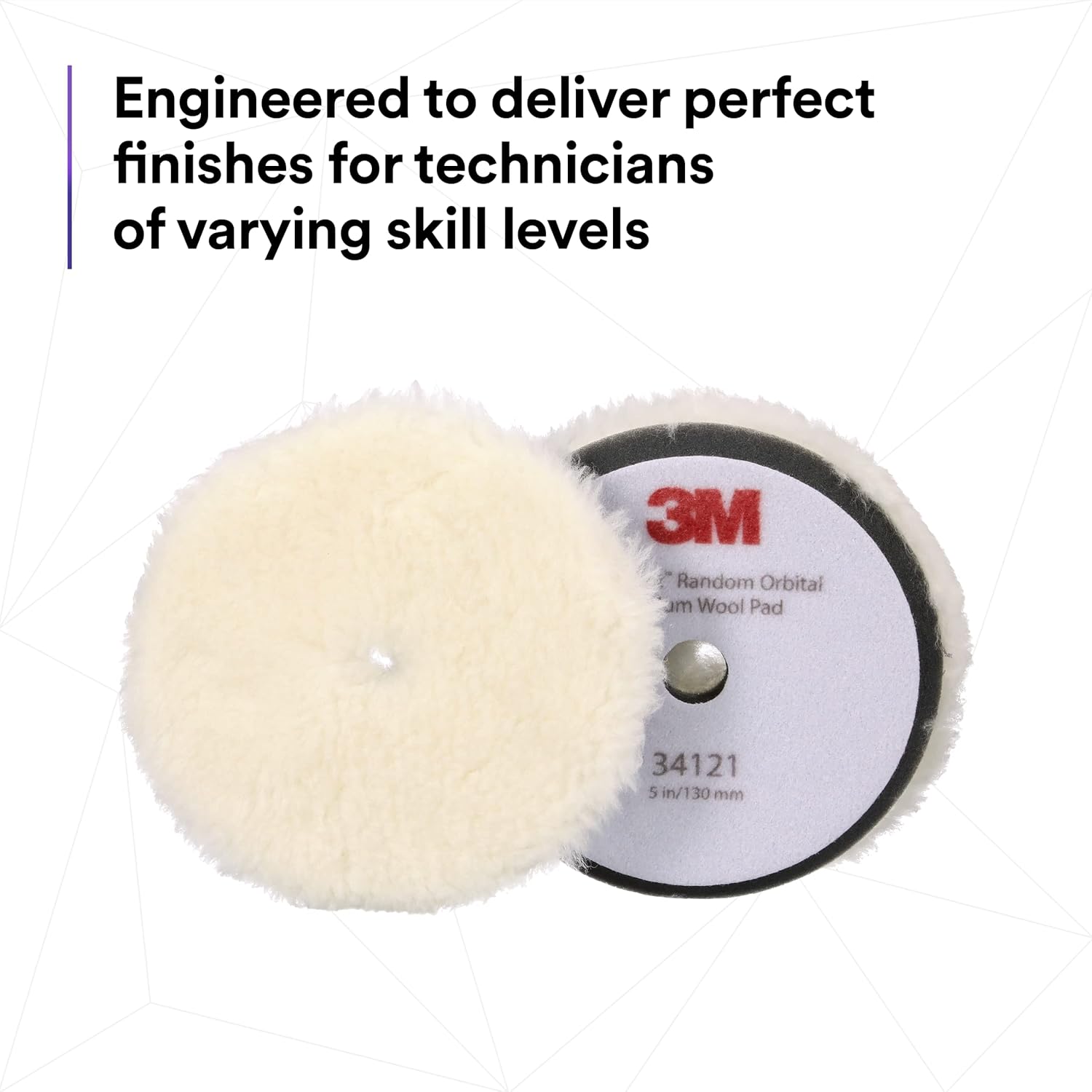 3M Perfect-It Random Orbital Medium Wool Compounding Pad, 5"/130 mm, White, 34121, Orbital Pads for Automotive Compounding and Polishing - Image 6
