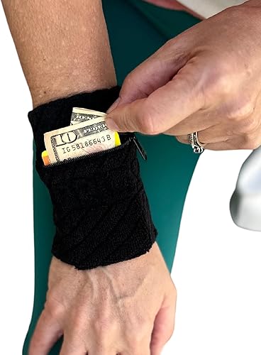 Miniatura 6 de Sprigs Banjees - Pulsera para el sudor - Pulsera para la muñeca - Pulsera con cremallera - Pulsera con bolsillo con cremallera y soporte para llaves