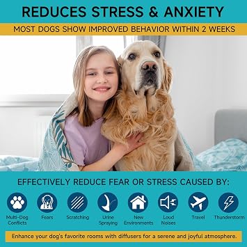 Woyamay Dog Calming Diffuser, Dog Pheromones Calming Diffuser, 6PCS | Dog Pheromone Diffuser Kit with 2 Diffuser + 4 Refill 48ml Vial - 120 Days Pheromone Diffuser to Calm Dogs
