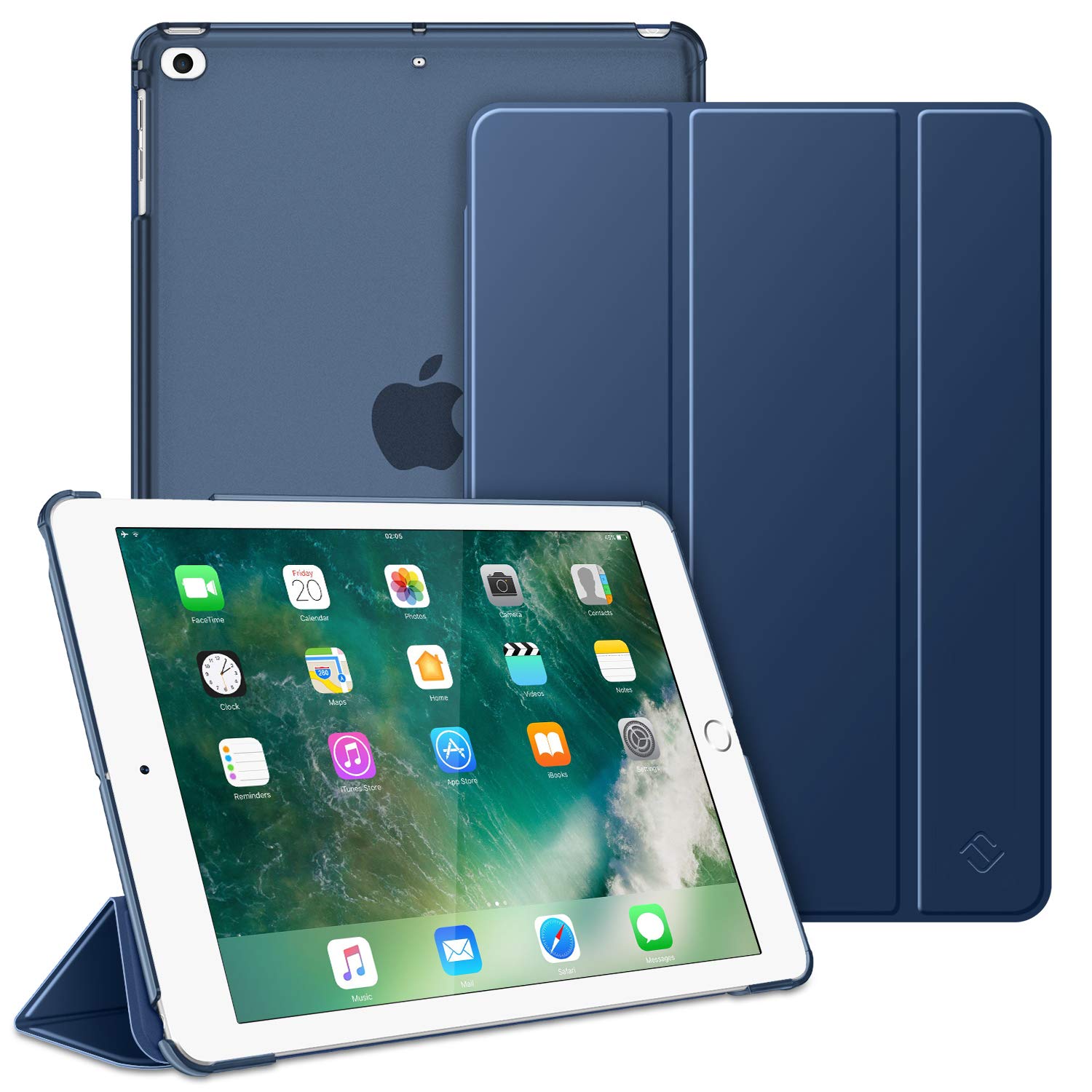 Coque IPad 9.7" 5e/6e Gen 2017-2018 – Étui Léger Support Stylet Auto Sleep/veille Flamme Basket (Bleu)