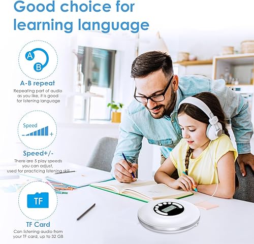 Miniatura 6 de Reproductor de CD portátil Bluetooth Kpop, reproductor de CD pequeño Walkman personal para automóvil, regalo para niños, adolescentes, adultos con