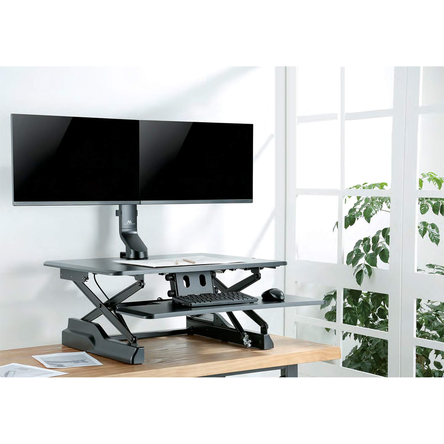 Maclean MC-854 Support de Bureau Double Support de Moniteur avec Support de Table d'ordinateur 17 à 27" VESA 75x75 100x100 à 8kg (pour 2 moniteurs)