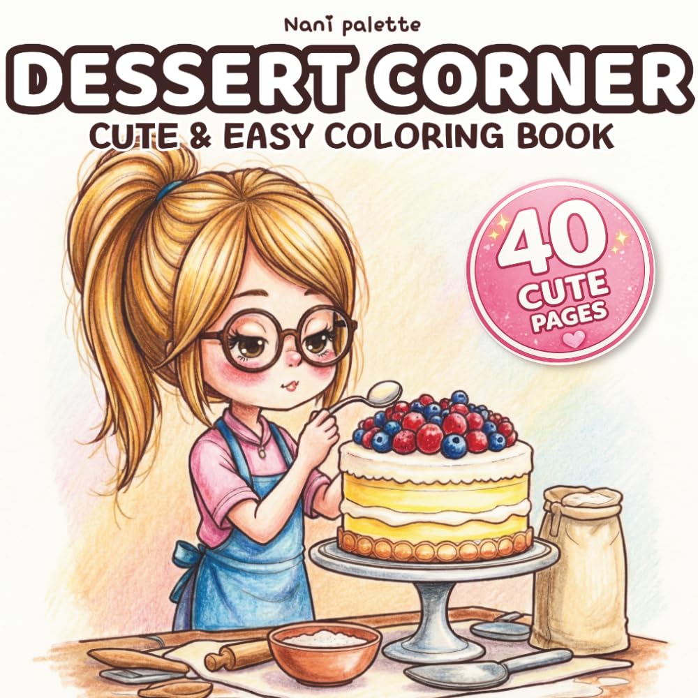 Dessert Corner: Cute and Easy Dessert Coloring Pages for Adults and Teens | Sweet Treats and Cozy Dessert Moments for Relaxation and Stress Relief (Nani Palette Cute & Easy Coloring Book Series)