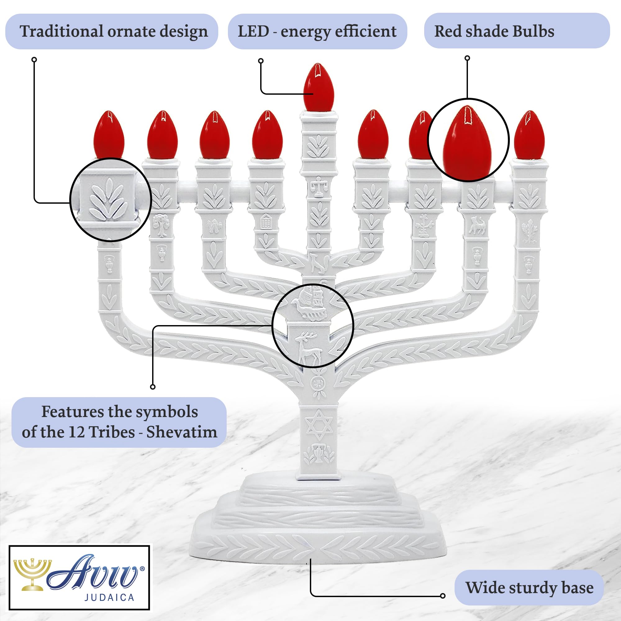 Amazon.com: 12 Tribes LED Electric Menorah with Orange E12 Bulbs