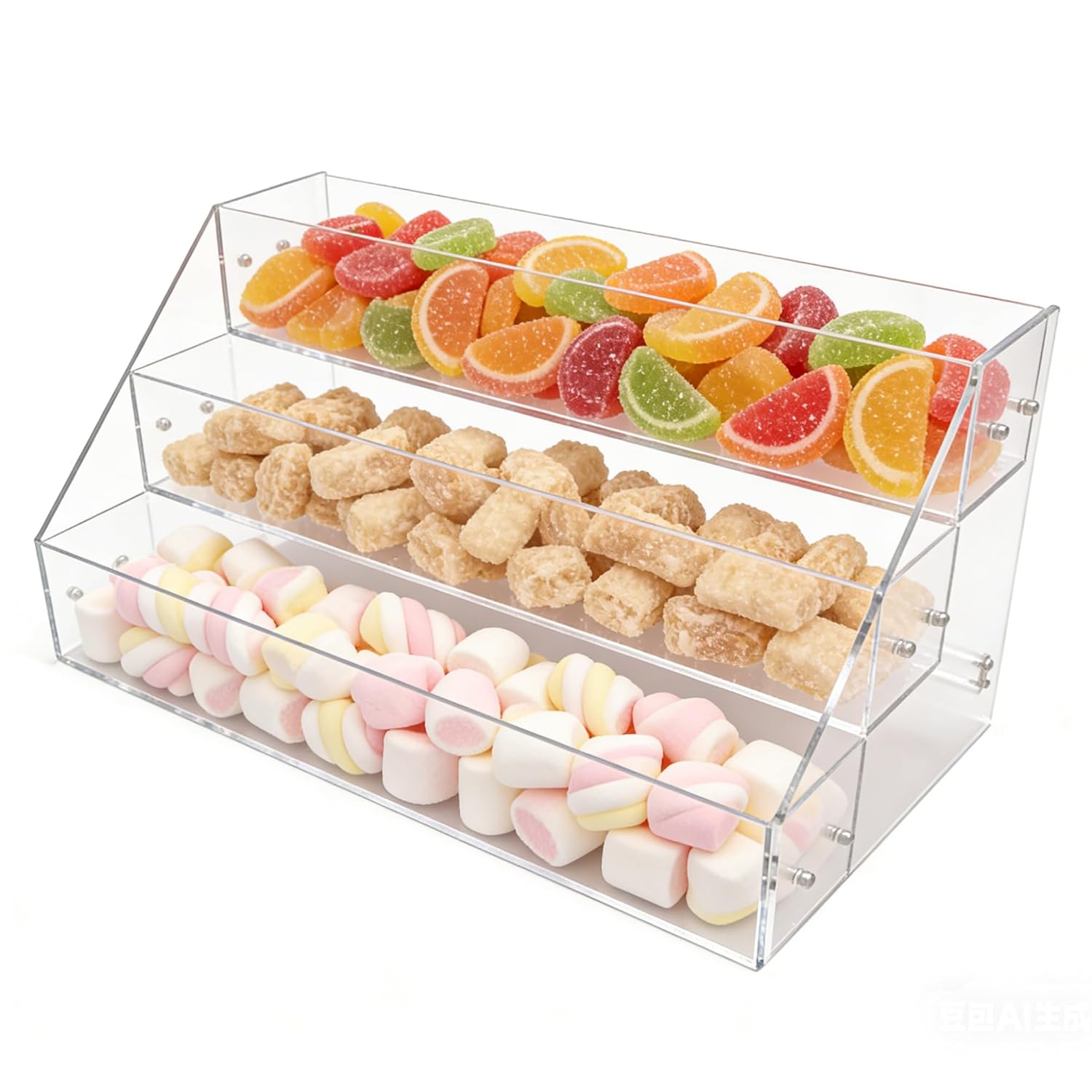 FixtureDisplays® Acrylic Candy Bin 3 Tier Literature Rack Dry Food Display Plexiglass Retail Bin Brochure Holder 100817-NPF