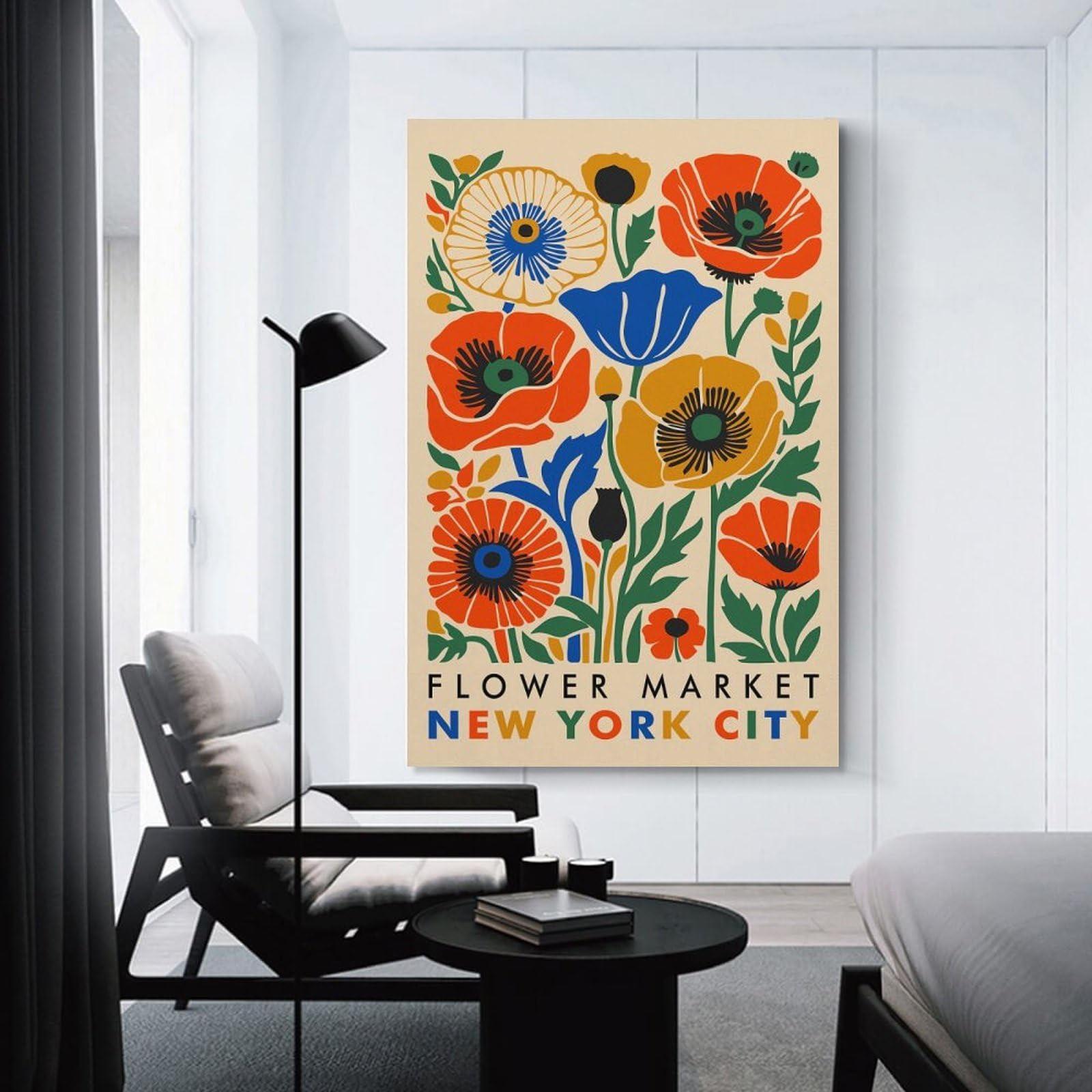 Junmoney Canvas Art Print Flower Market New York City, 08x12inch(20x30cm), for Gallery Wall Layouts in Home Or Office, A Versatile Canvas Print for Layering