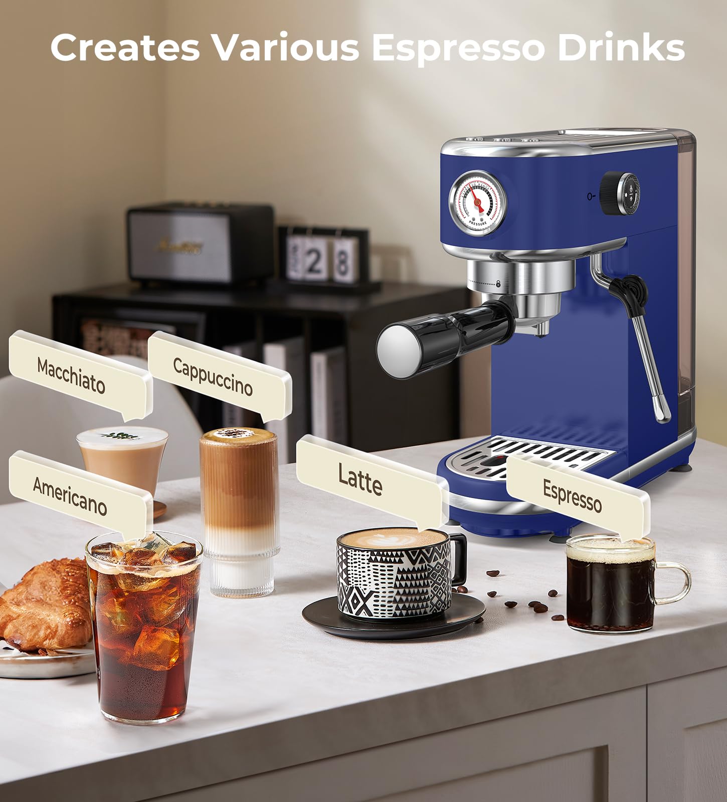 atatix 20 Bar Espresso Machine with Milk Frother, Compact Espresso Maker view 2