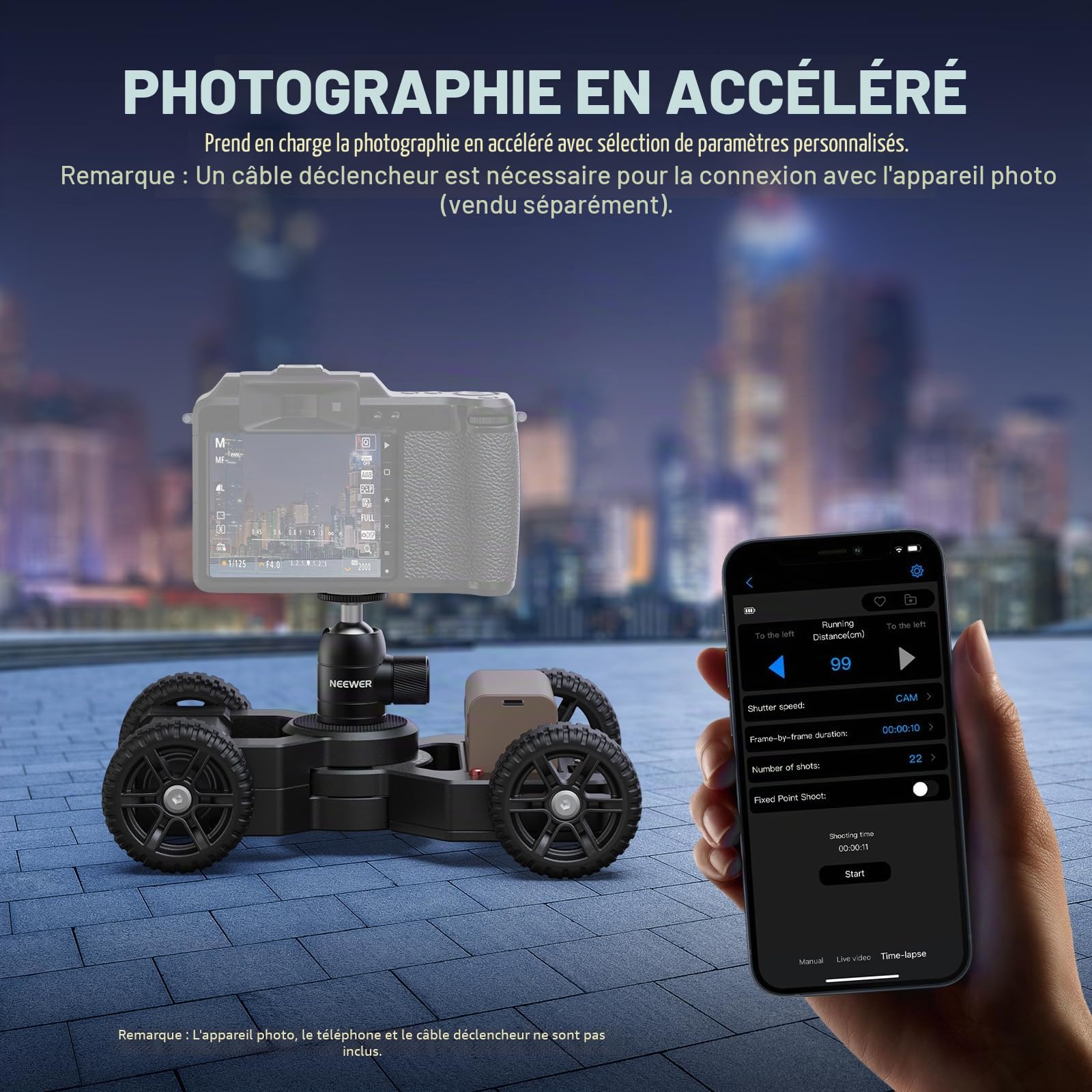 NEEWER Slider Dolly Motorisé pour Caméra DL400 Amélioré avec Contrôle App,Double Puissant Moteur Ultra Silencieux,5h Durée,Compatible avec GoPro iPhone Android Samsung SmartphoneDSLR Caméra Camcorder
