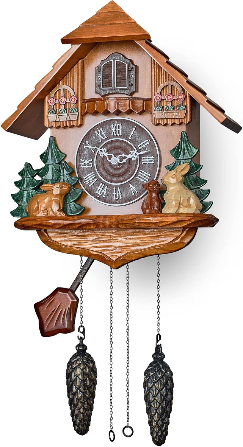 TIMEGEAR Cuckoo Clock with Automatic Night Mode, Quartz