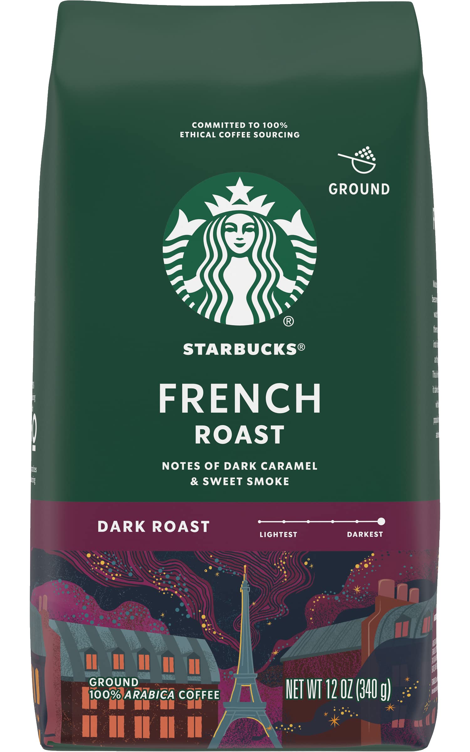 Starbucks Dark French Roast Ground Coffee, 12 Ounce (Pack of 3)
