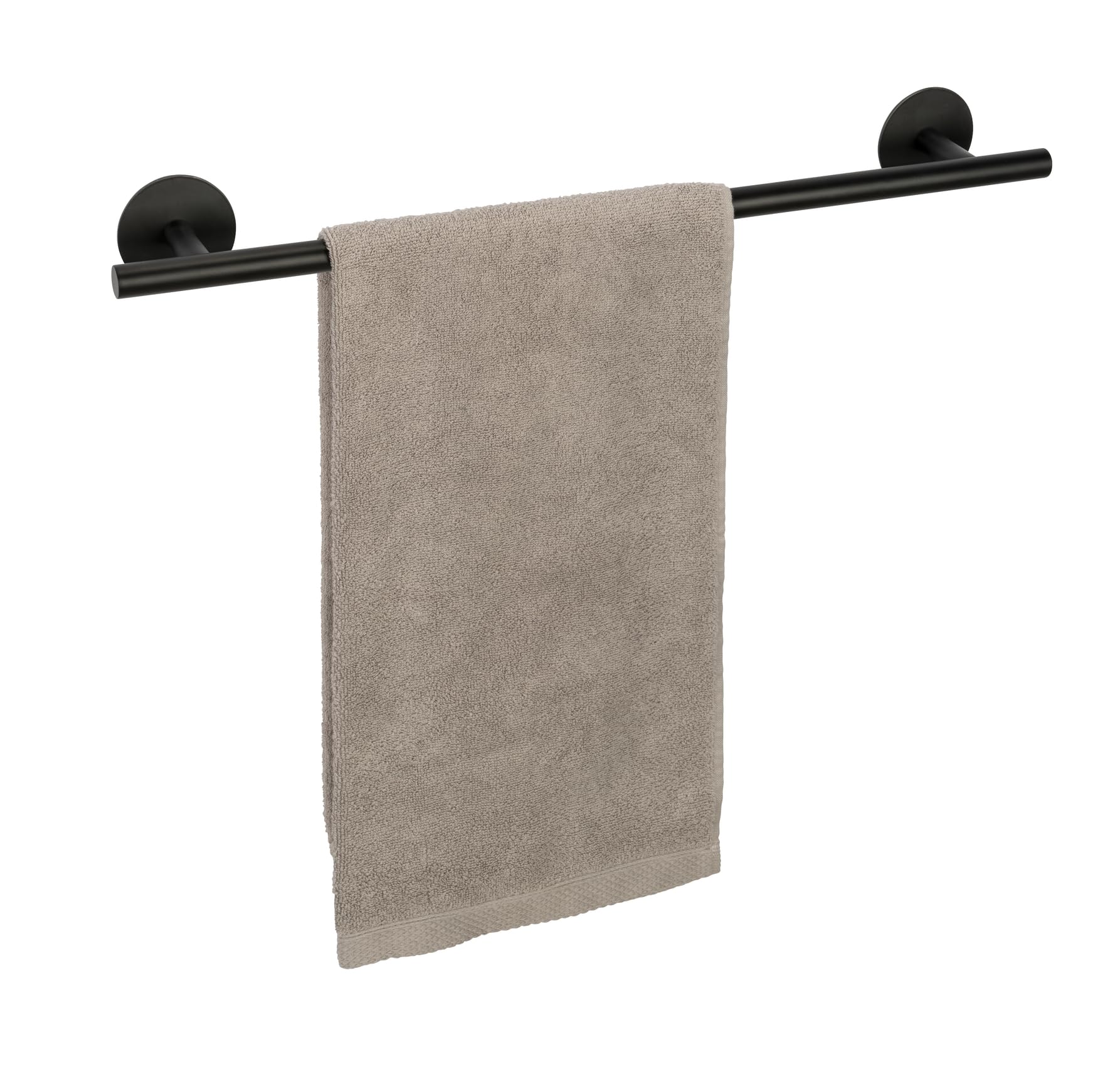 Schöner Wohnen Kollektion Badetuchstange Mod. Meleto aus rostfreiem Edelstahl 60 cm schwarz komfortable Wandbefestigung ohne Bohren Maße 60 cm x 7 cm x 7 cm