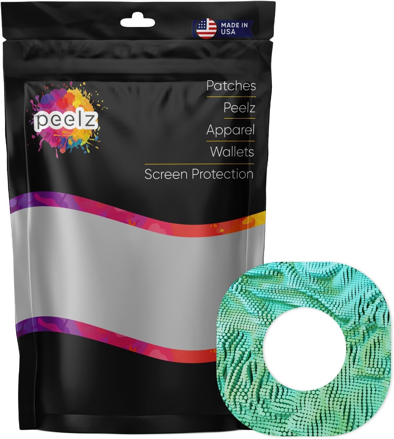 Peelz Aqua Ripple Patch Tape Designed for The DEXCOM G7 and Stelo Waterproof & Sweatproof Adhesive for 15 Days, Pre-Cut Adhesive Medical Tape, Continuous Glucose Monitor Sensor Cover One Patch