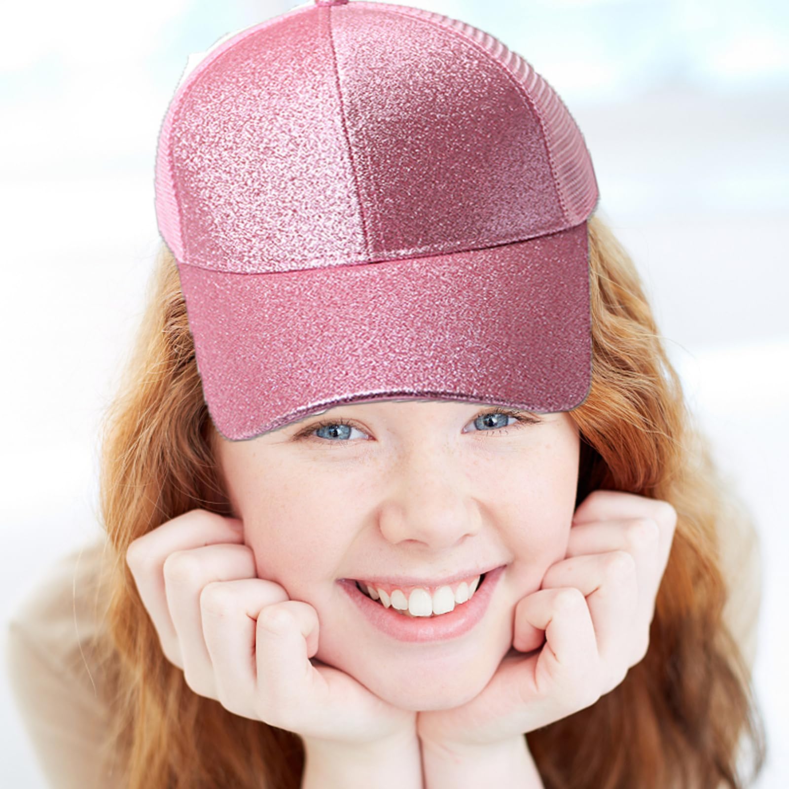 Gorra de Béisbol Transpirable, Gorra de béisbol para niñas, Sombrero de Sol Al Aire Libre, para Mujeres con Un PeríMetro Craneal de 54-58 cm (Rosa)