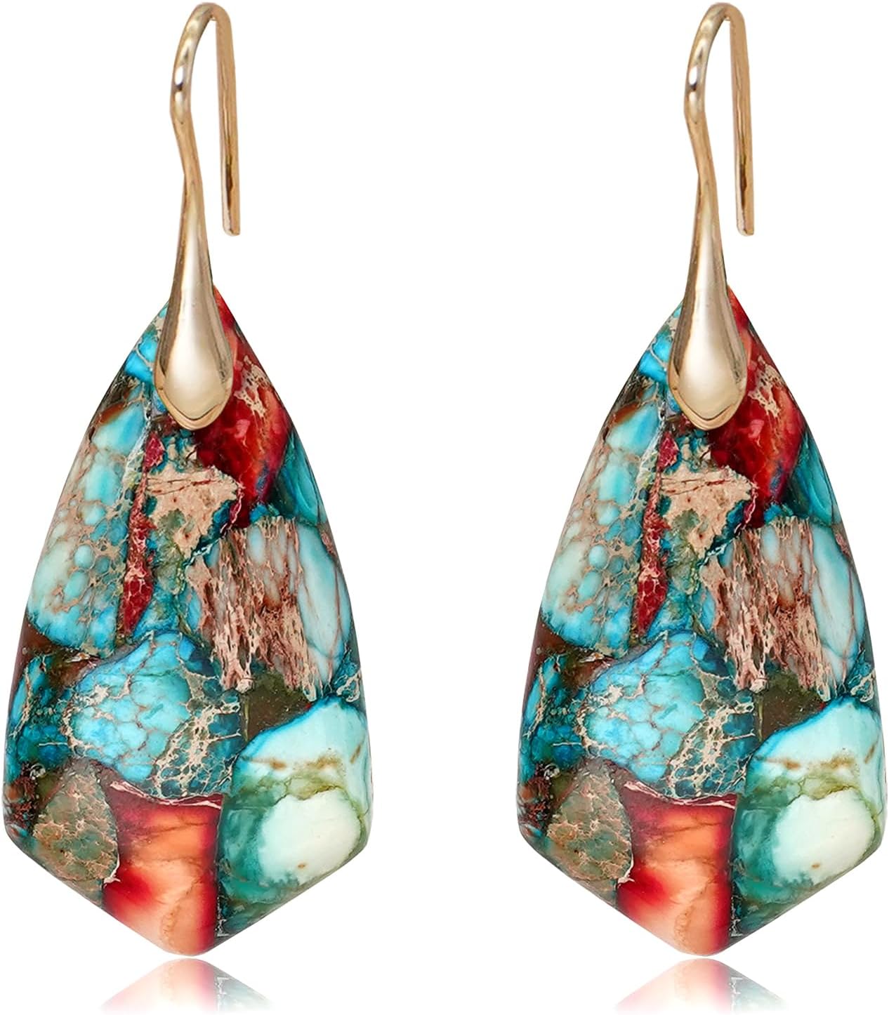 Wovanoo Natural Stone Earrings Multishape Dangle Drop Earrings Boho Stone Earring for Women