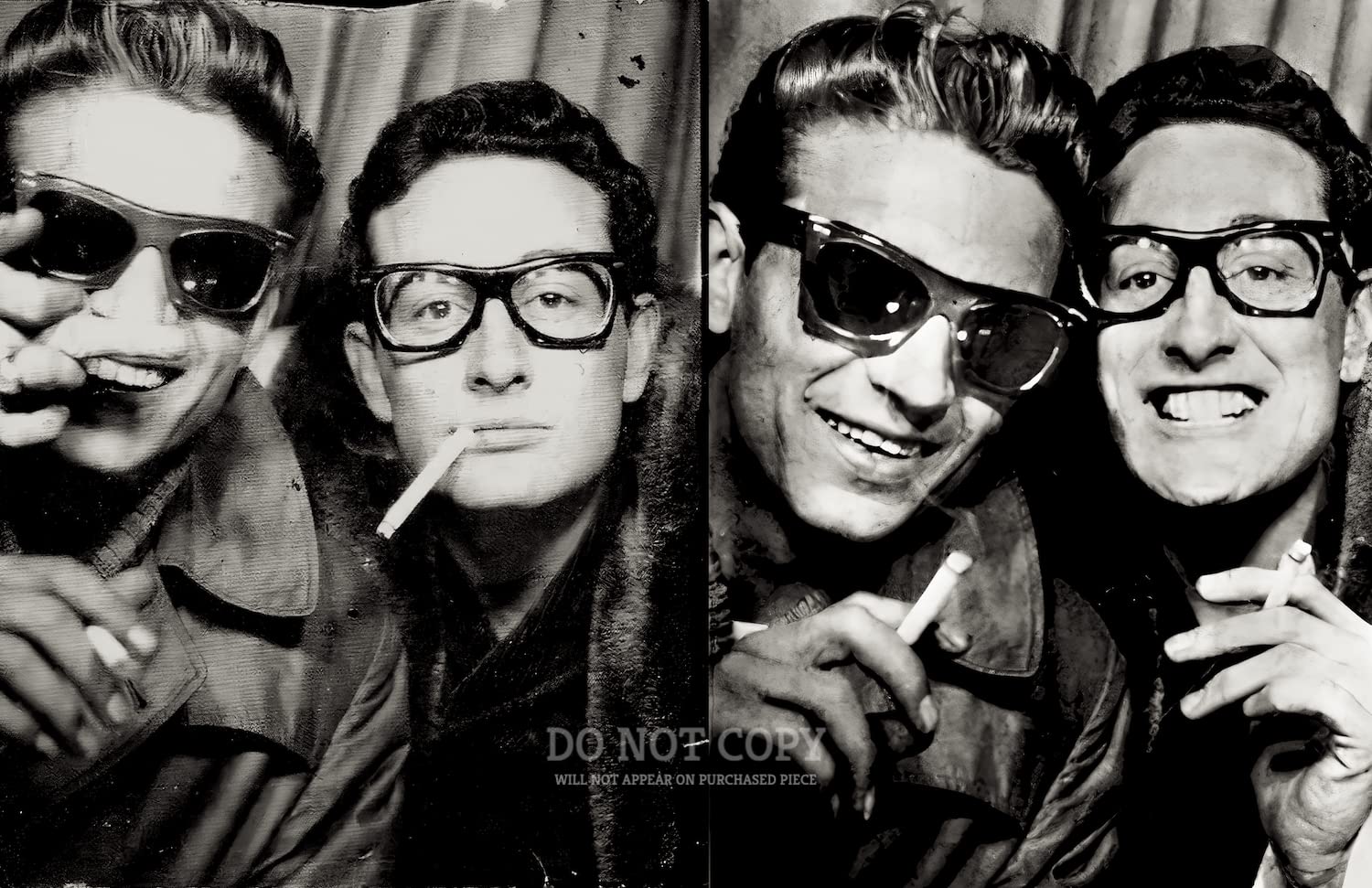 Buddy Holly and Waylon Jennings Stunning 1959 Full Photo Booth Set - Rare 11 X 17 Photograph - Marvelous Poster Art Print