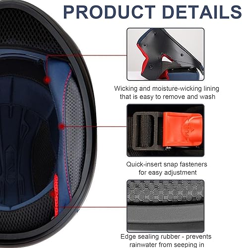 Miniatura 6 de Casco de Motocicleta Caballero con Orejas de Gato de Cara Completa Certificado DOT, Cascos de Motocicleta Abatibles de Personalidad Genial para