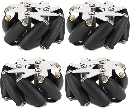 48mm Steel Mecanum Wheels Set   4pcs Omni Directional Robot Car Wheels with TPR Rollers for RC Models
