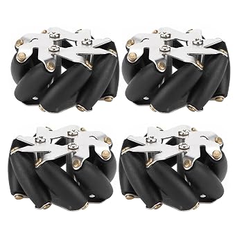 4pcs 48mm Durably Steel Mecanum Wheels Set for Robot Car 14209, Omni Wheel Drive Parts, Load Capacity up to 3kg, Stable TPR Rollers, 360 Degree Movement, Ideal for RC Mecanum Robo