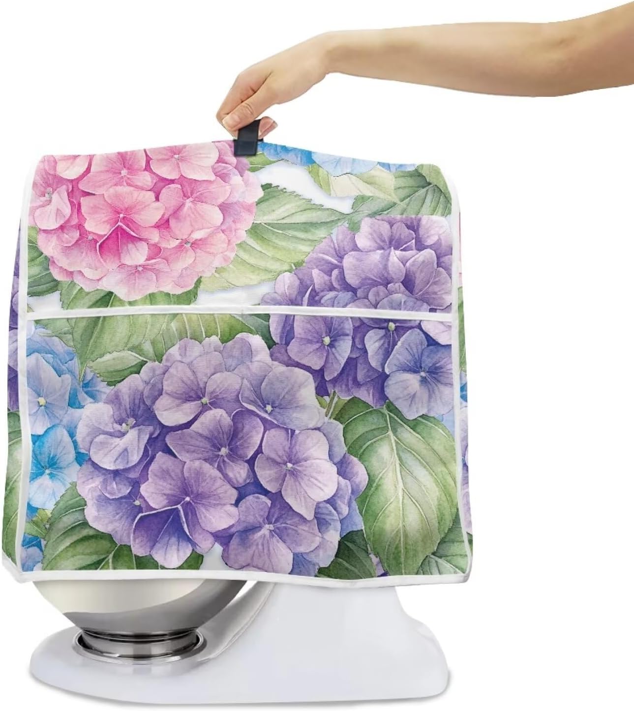 Cozeyat Hydrangea Stand Mixer Dust-proof Cover for Kitchen Aid Mixer, 2 Pockets for Various Kitchen Appliance Accessories, Water-resistant, Easy Cleaning (Fit for Tilt Head 6-8 Quart)