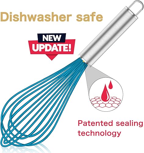 Miniatura 32 de Juego de batidores de acero inoxidable 304, batidor de metal inoxidable apto para lavavajillas, batidores profesionales de alambre de globo