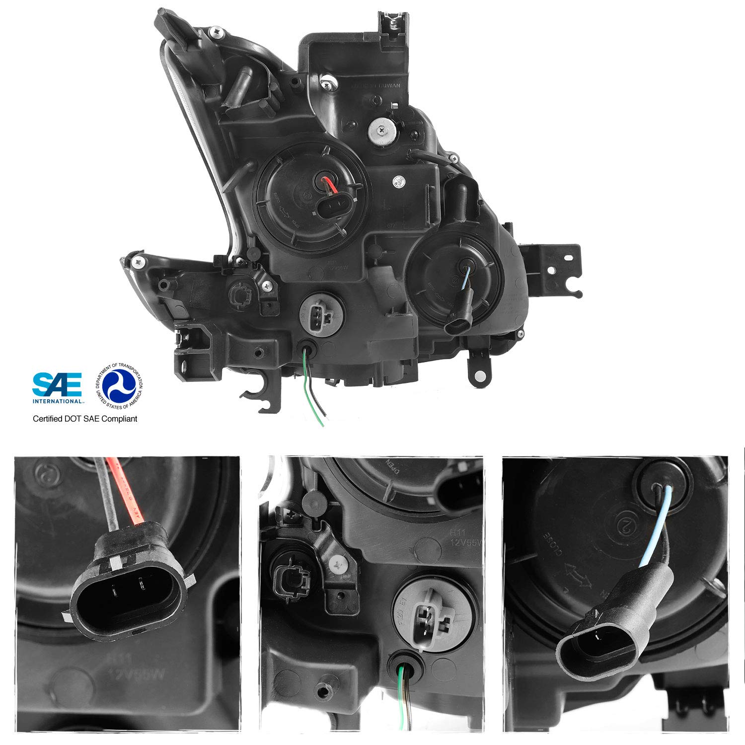 AKKON - Fits 2009 2010 2011 2012 2013 2014 Nissan Maxima LED DRL Light Tube Projector Headlights Head Lamps Replacement