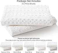 Vista 267 de PHF Fundas de almohada 100% algodón con tejido de gofre de 24 x 24 pulgadas, paquete de 2 fundas cuadradas para decoración elegante del hogar, sin