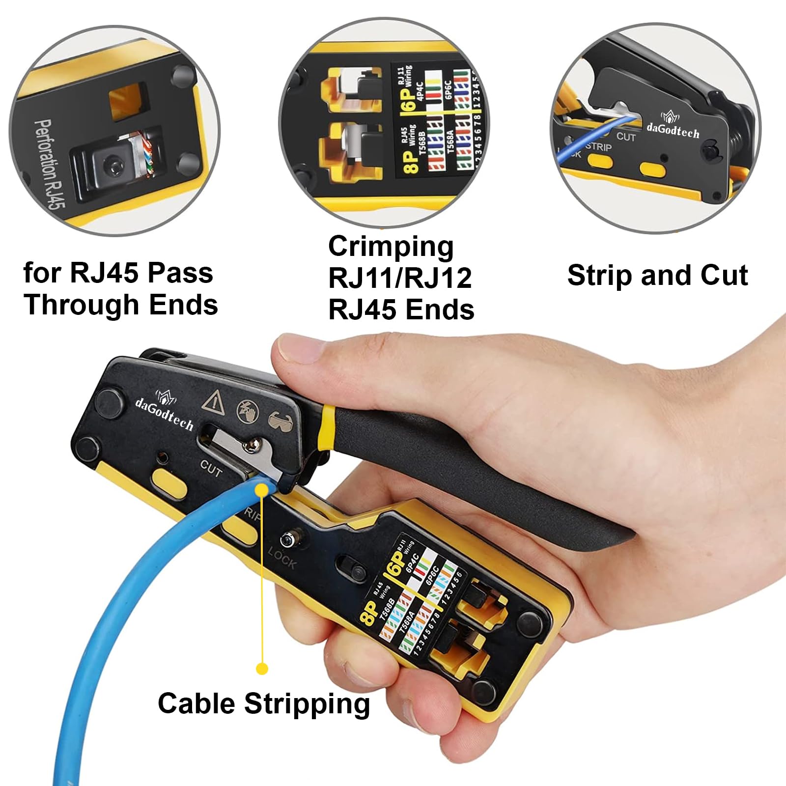 Kit di strumenti di rete – RJ45 Ethernet Computer Manutenzione Ethernet Crimpatrice Kit di riparazione LAN Taster Set per RJ45 Cat5e Cat 6 Cable Crimper Wire Cutter Internet Toolbox
