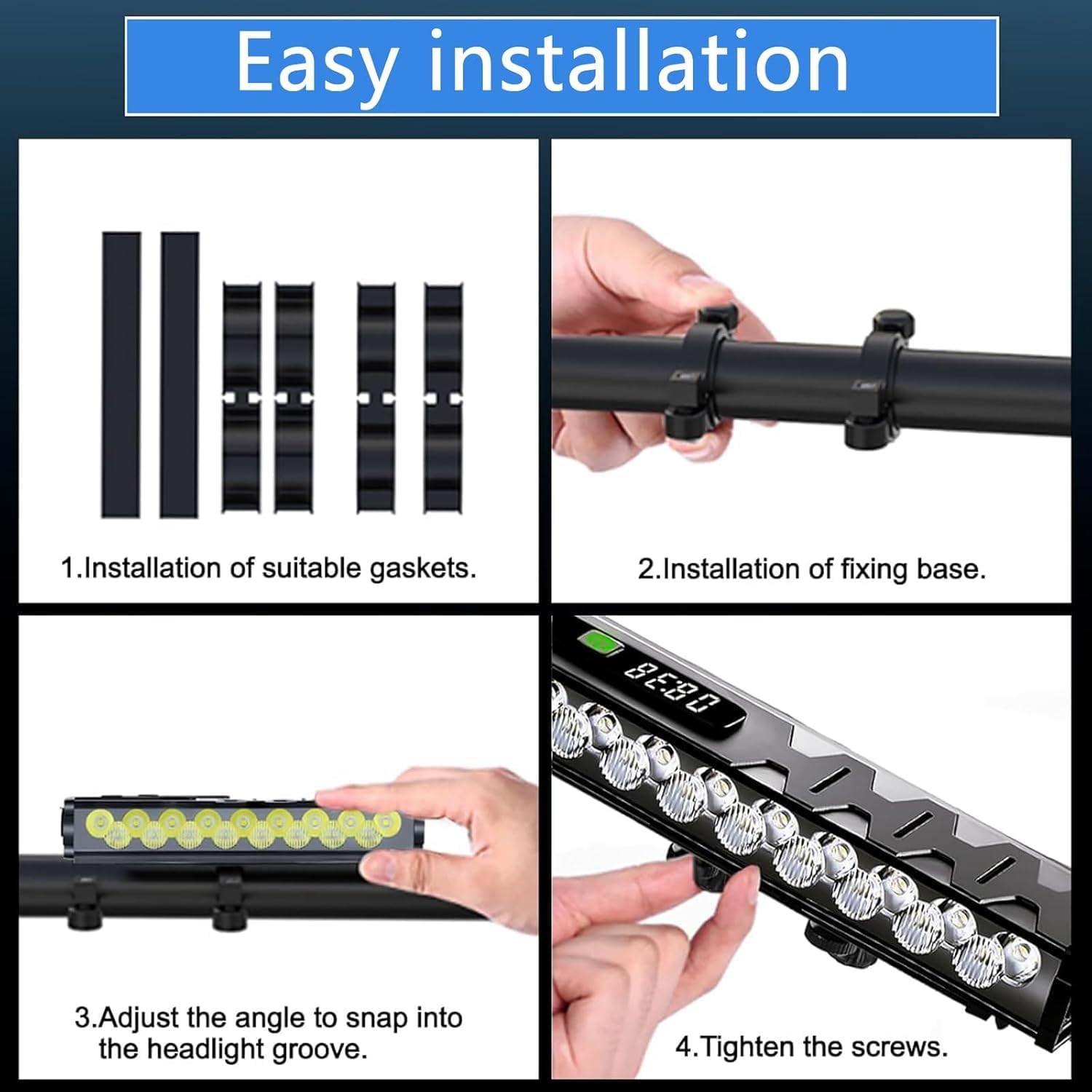 Luci per Bicicletta con 17 LED, 4800 Lumen, Luce Anteriore Super Luminosa con 4 modalità di Illuminazione, Batteria da 10000 mAh E Ricaricabile Tramite USB, Faro Anteriore Impermeabile Ip65