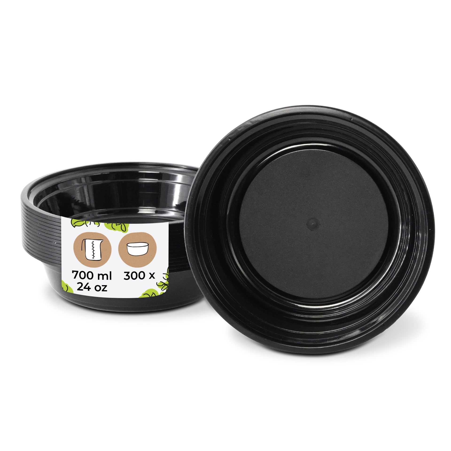 300x Mehrwegbehälter aus PP 700 ml schwarz - Lebensmittelaufbewahrung mikrowellengeeignet & recycelbar - to-go Behälter