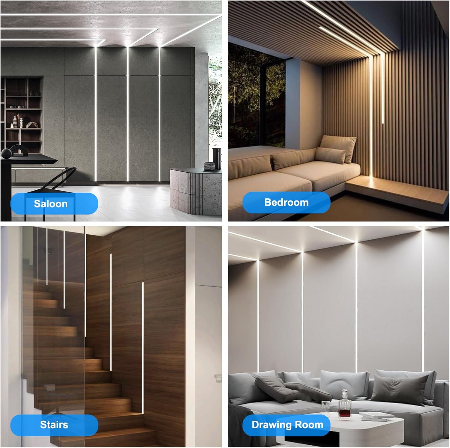 Plaster-in LED Channel 10-Pack 3.3FT/1M, LED Aluminum Channel with Milky Diffuser, Trimless Recessed Drywall Aluminum Channel Diffuser Profile for Strip Light on Wall and Ceiling
