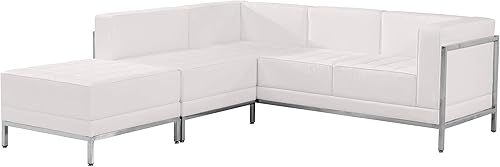 Flash Furniture HERCULES Imagination Series White LeatherSoft Configuración seccional, 3 piezas