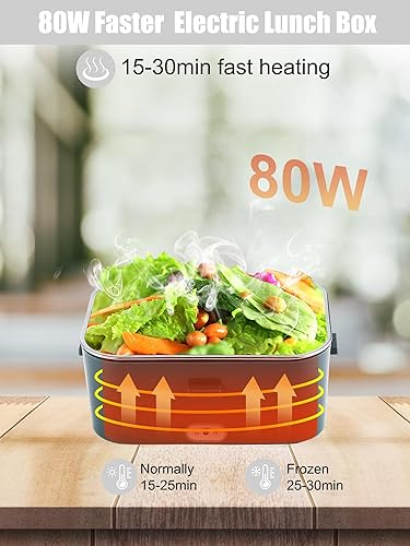 Miniatura 10 de Buddew - Lonchera eléctrica de 70 W calentador de alimentos portátil 3 en 1 12 V24 V110-230 V 18 L de gran capacidad lonchera térmica para automóvil