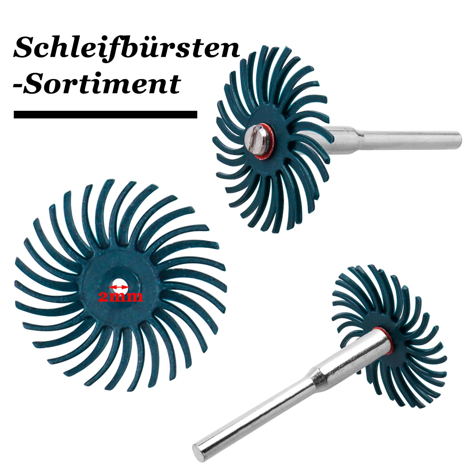 Lot de 50 disques à poils radiaux de 25 mm - 8 grains mélangés - 80/120/220/320/400/600/1000/2000 - Brosse de ponçage - Disque de polissage - Kit de polissage