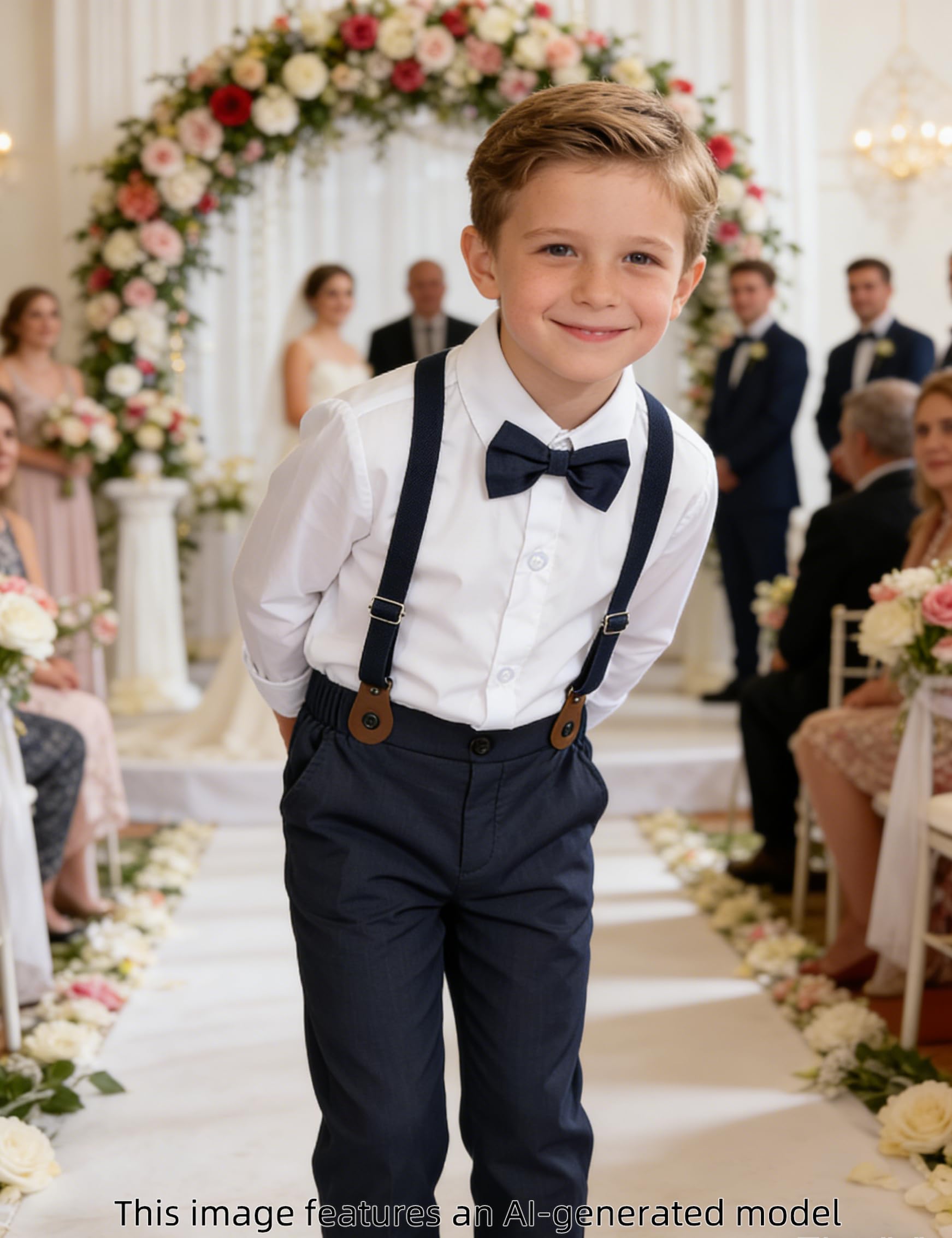A&J DESIGN Formelles Outfit für Babys, Kleinkinder, Hochzeitskleid, Kleidung, Kinder, Gentleman, Anzughose, Set mit Hosenträgern
