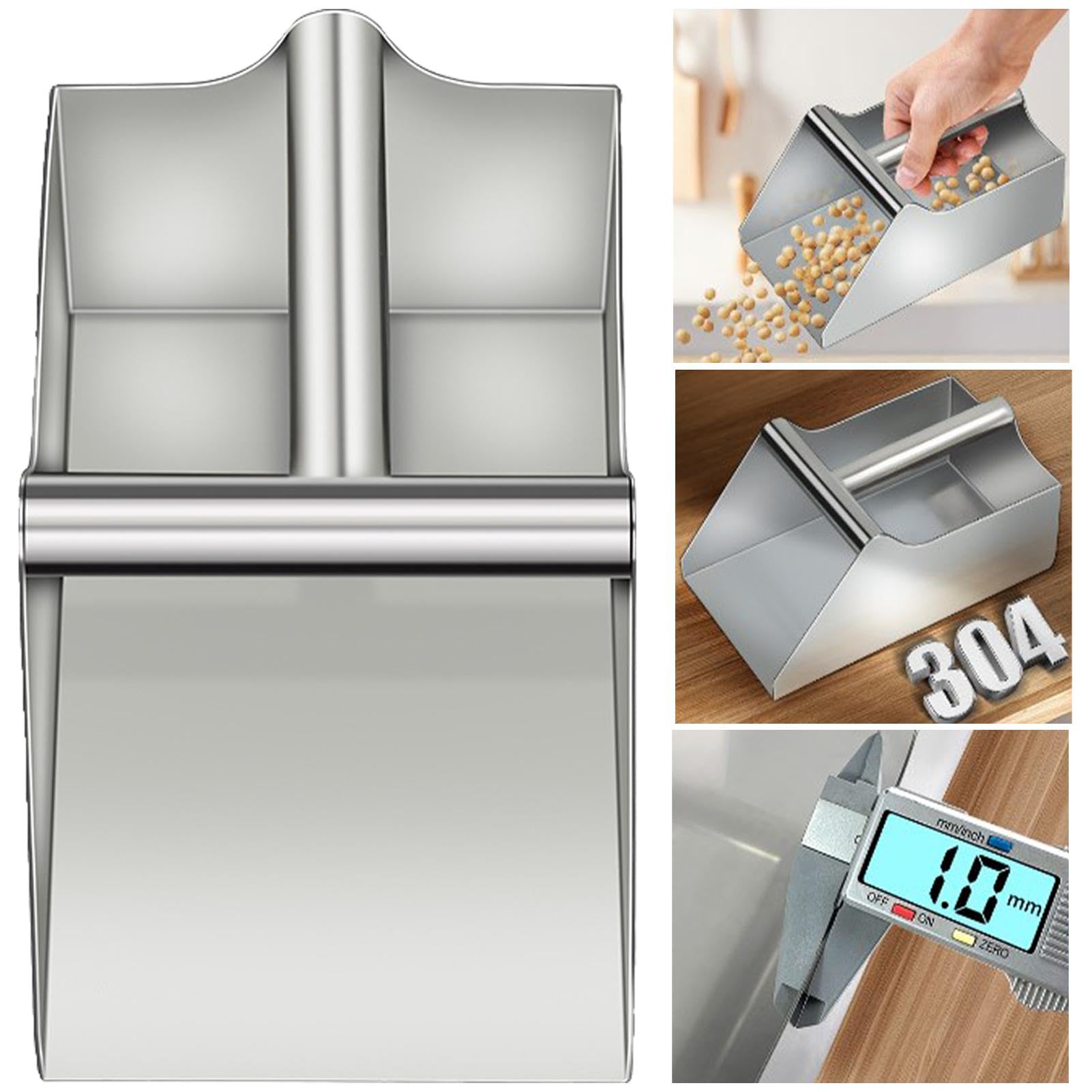 Pala de acero inoxidable para alimentos, pala de alimentos de acero inoxidable, pala para patatas fritas, palomitas de maíz, pala multiusos para excavadoras, patatas fritas, aperitivos, postres,