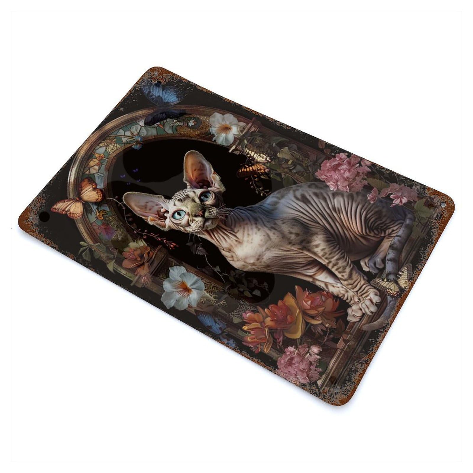 Decorative Tin Sign with Devon Rex Design 11.8"x7.9", for Garage, Bar And Workshop Decor, Farmhouse Wall Decor