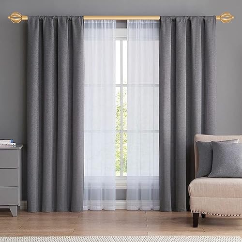 Miniatura 6 de Barras de cortina dobles, juego de barras de cortina telescópicas para tratamiento de ventanas, 34 pulgadas de diámetro, barra de cortina ajustable