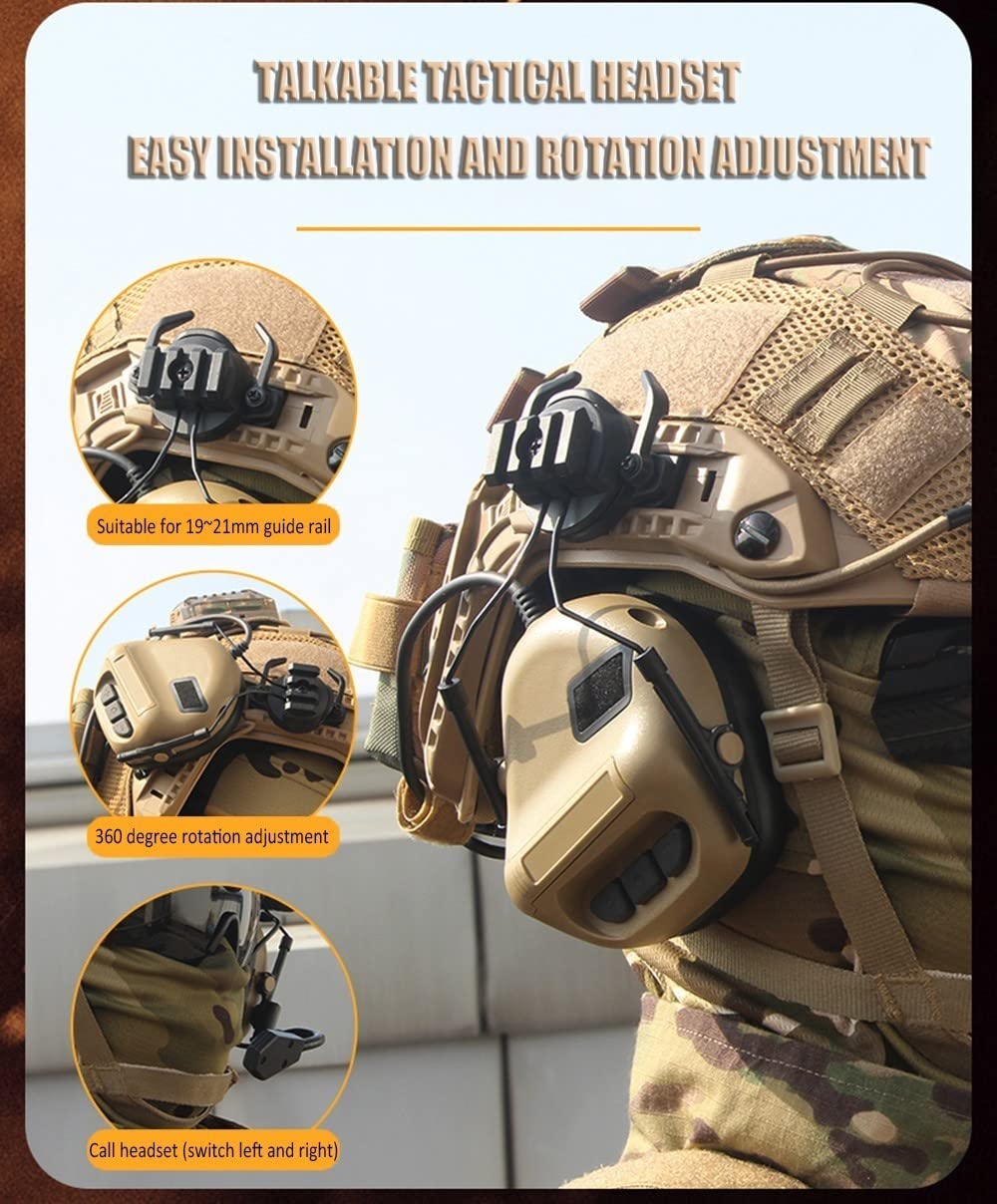 Airsoft Taktisch Helm Set, Militär Fast Protective Helmet with Tactical Headset Und Helmüberzug Full Protect Taktischer Visier, Teleskop-Modell NVG Halterung