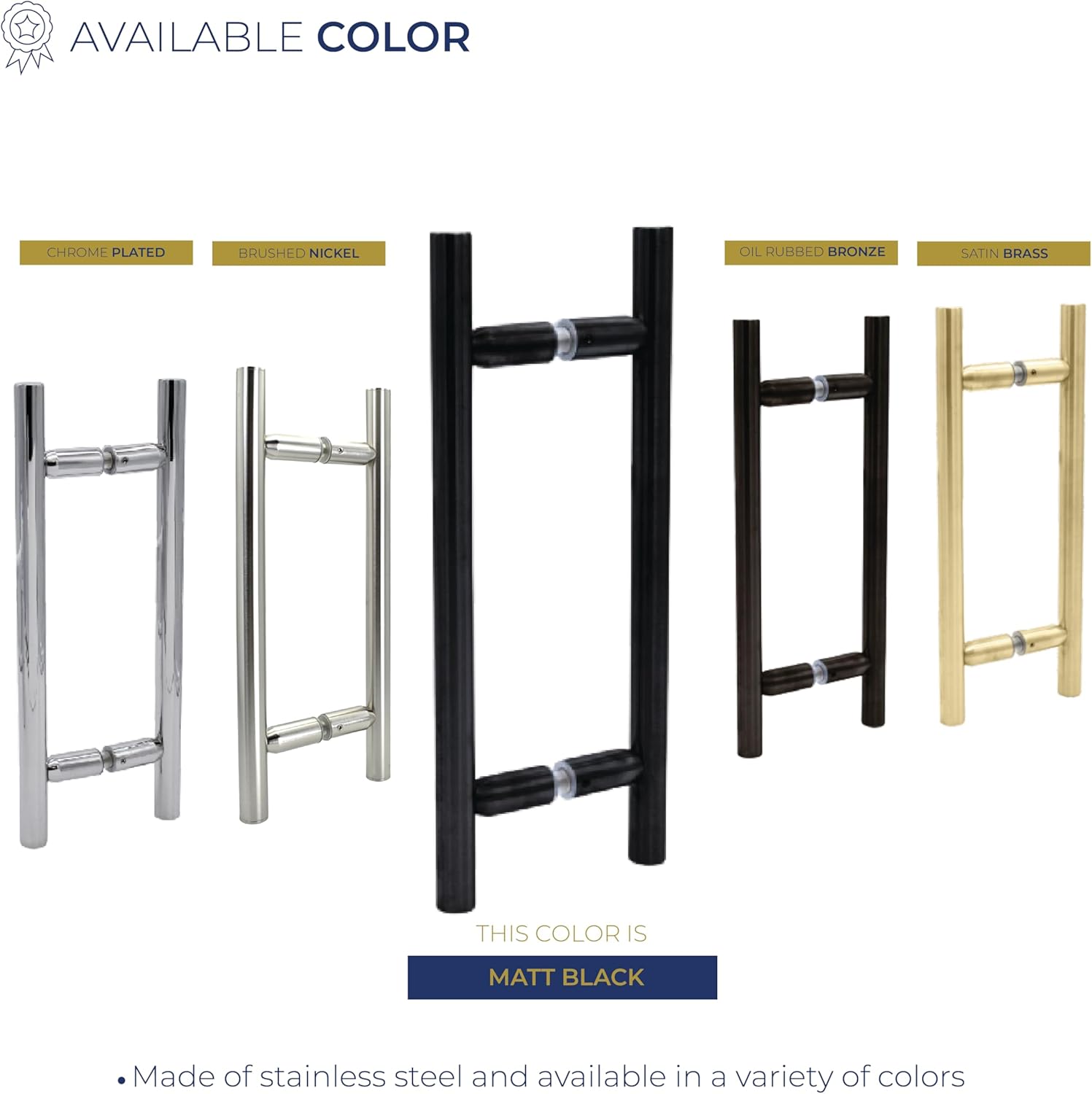 8" Shower Door Handle Center-to-Center Back-to-Back Ladder Pull, 12" Total Length, Matte Black, for Frameless 3/8" to 1/2" Tempered Glass, Modern Bathroom Hardware
