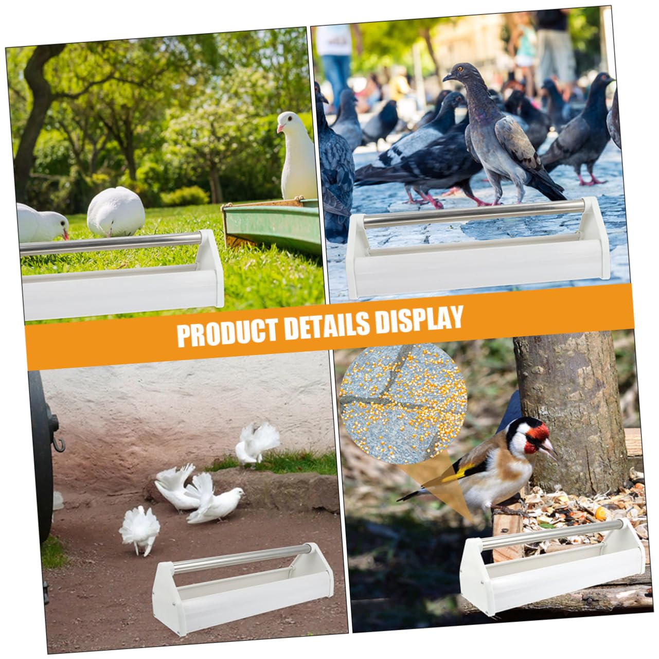 Comedero para Palomas de Acero Inoxidable, Blanco, 2 Piezas | Plástico Acero, Uso en Campos y Patios, Ligero, Fácil de Limpiar, para Aves