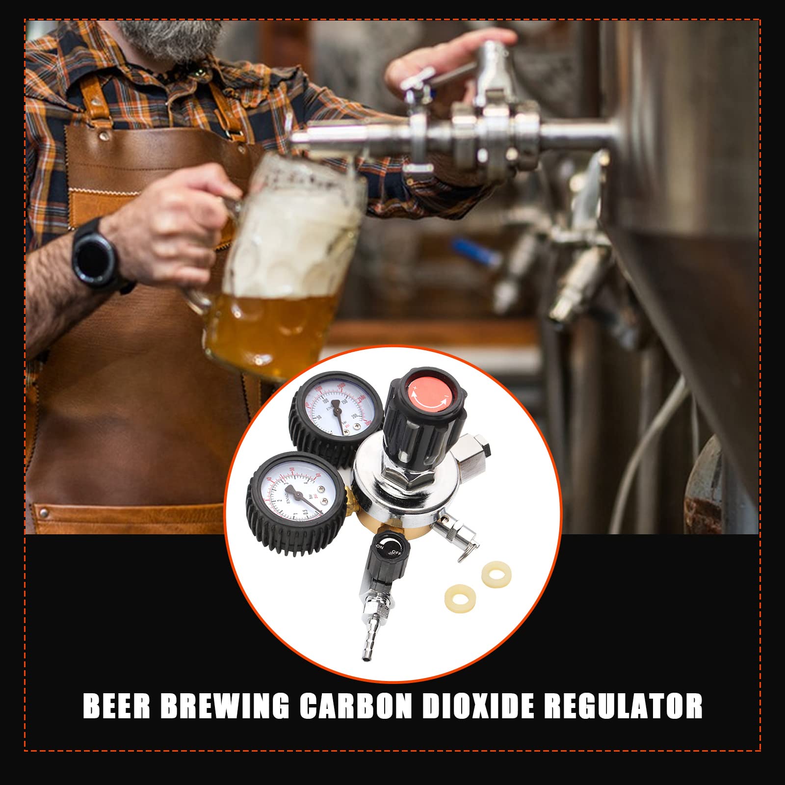 Reductor de presión regulador de presión CO2 dióxido de carbono reductor de presión Dual Manómetro W21.8 R134A A/C Regulador de presión para cerveza, dispensador de cerveza