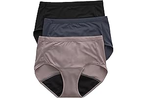 Women's Comfort, Period. Light Leaks Period Underwear, Light Protection Bikini, Boyshort or Brief, 3-Pack