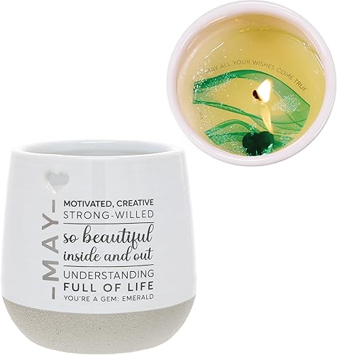 Pavilion - Vela de revelación de cera de 11 onzas, vela de cera de soja natural, aroma a jazmín, vela de piedras preciosas con cristal en el