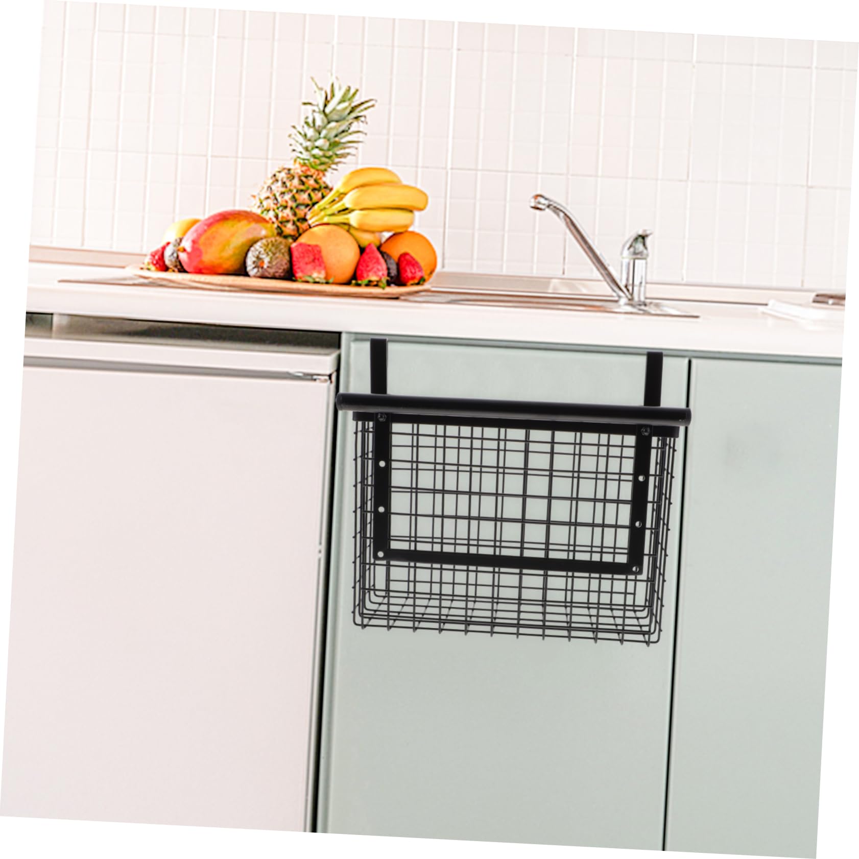 LIFKOME Cesta Colgante para Gabinete de Acero al Carbono Negra | Organizador de Verduras y Condimentos para Cocina, Montaje en Puerta Interior, Ahorro de Espacio