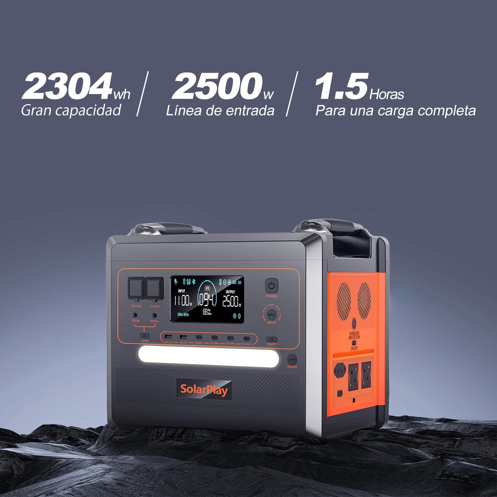 SolarPlay Banco de energía portátil Q2402M 2500W (Q2402M+200W)